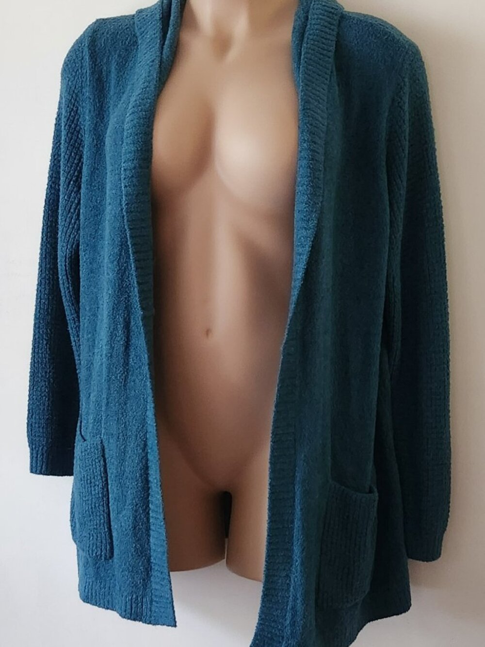 Lands' End hooded cardigan sz XL 18 teal VGUC